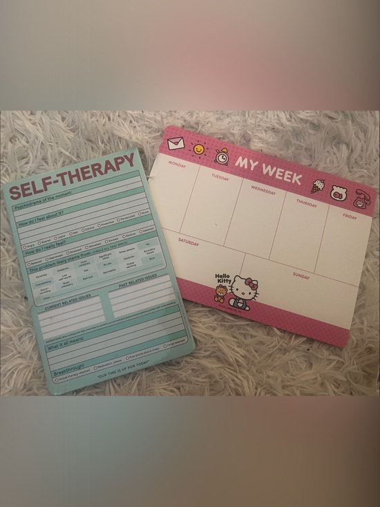 Other - Hello Kitty Pink Weekly Planner + Aqua Self-Therapy Notepad